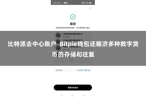 比特派去中心账户  Bitpie钱包还赈济多种数字货币的存储和往复